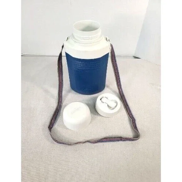 Vtg Coleman Thermos w/5517 Flip Spout Bowl Adjustable Strap Excellent  Condition